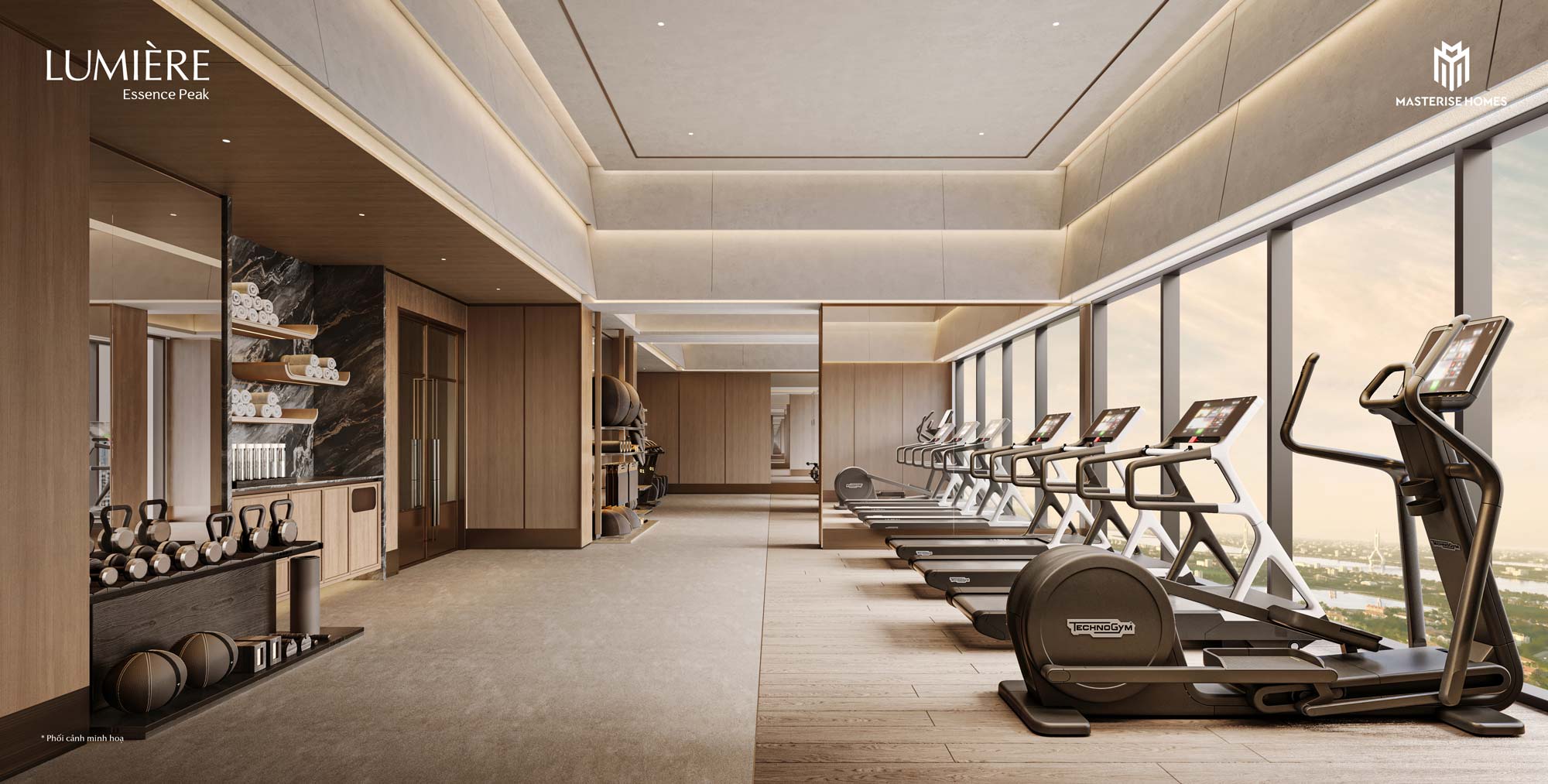 Phòng tập gym chung cư Masterise cạnh hồ Vinhomes Cổ Loa